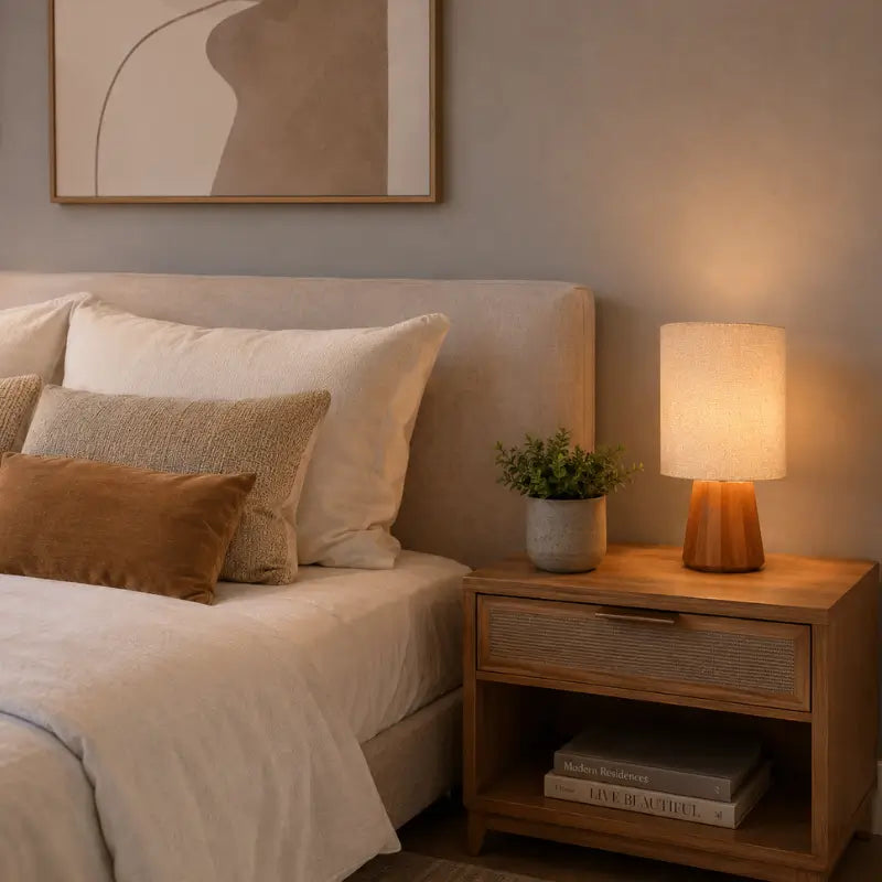 Abajur de Mesa Minimalista Cúpula de Linho - Casas Gael