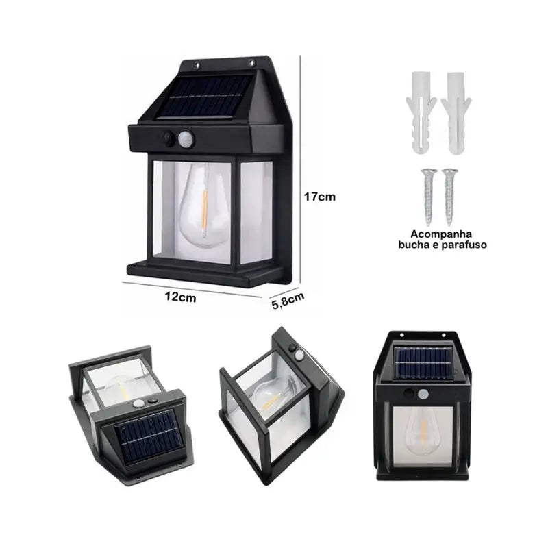 Arandela de Parede Externa Solar LED com Sensor de Movimento - Casas Gael