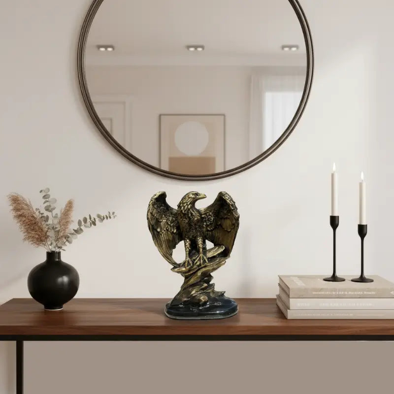 Estatueta Decorativa Águia Ouro Envelhecido