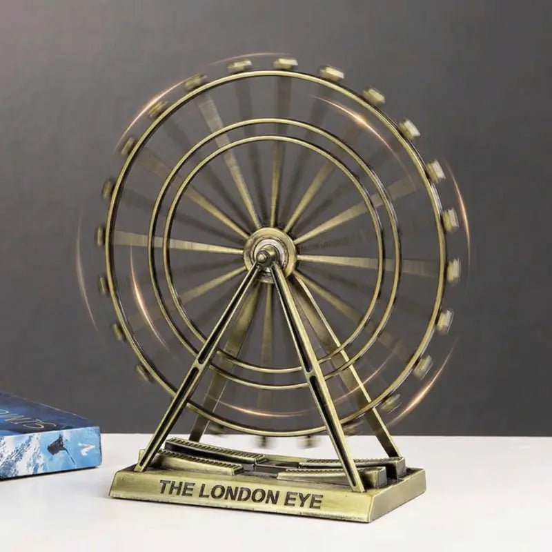 Estatueta Roda Gigante Decorativa Em Metal Com Movimento