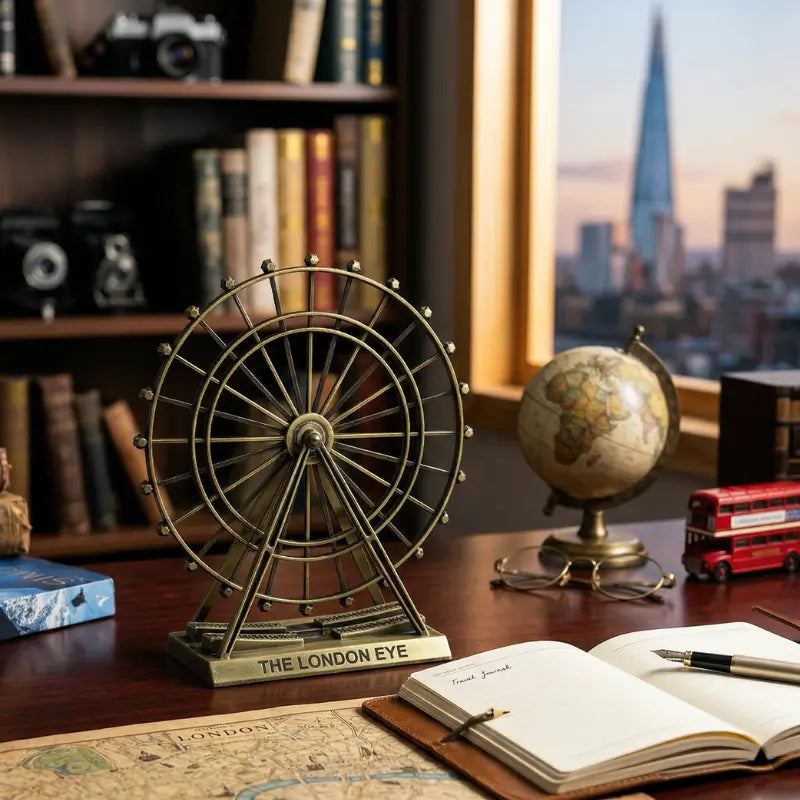 Estatueta Roda Gigante Decorativa Em Metal Com Movimento