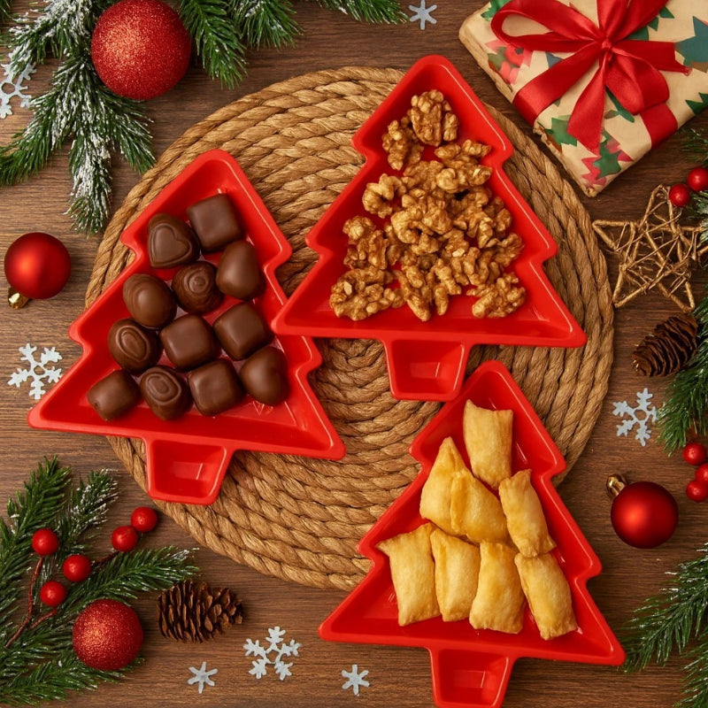 Kit 3 Pratos de Natal Decorativos Árvore - Casas Gael