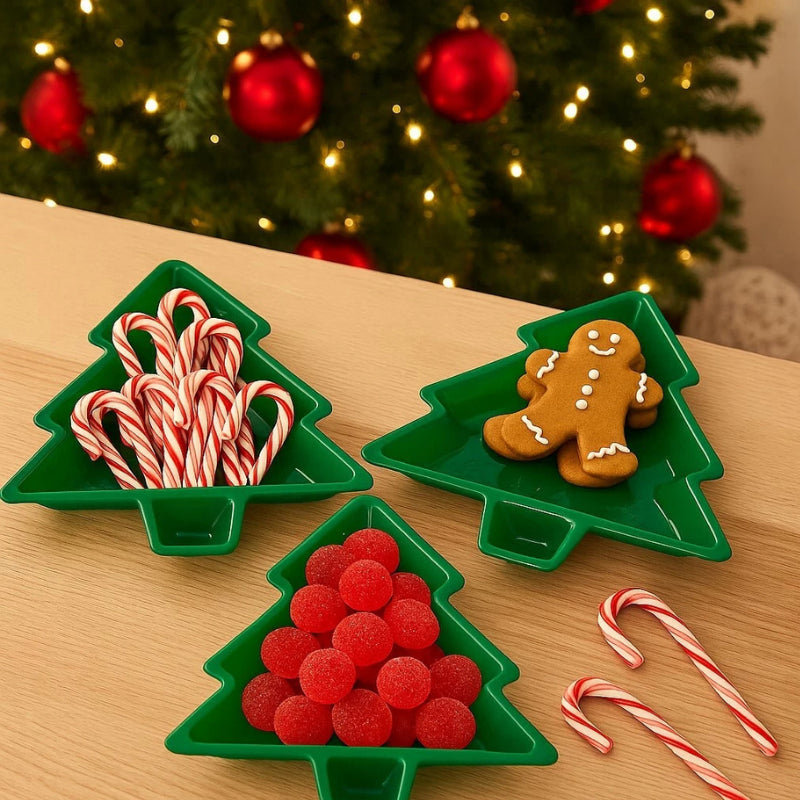 Kit 3 Pratos de Natal Decorativos Árvore - Casas Gael