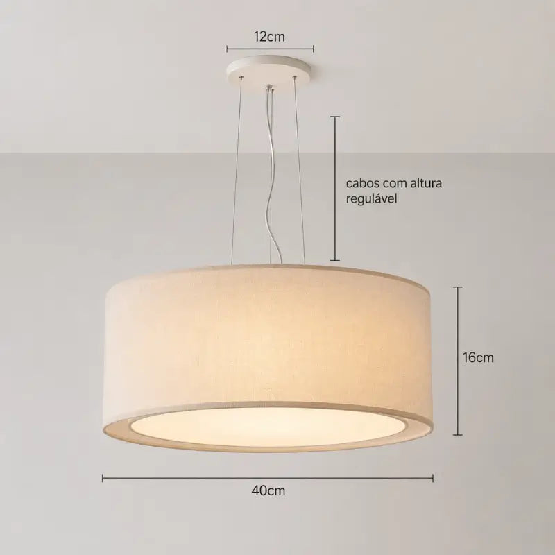 Luminária Pendente de Teto com Cúpula Dupla em Linho 40cm - Casas Gael