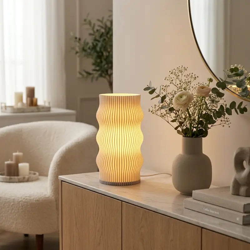 Luminária de Mesa Decorativa 3D Ondulada Design Escultura - Casas Gael