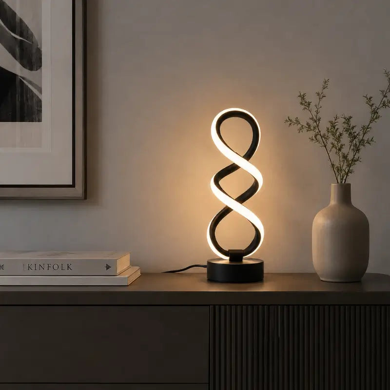 Luminária de Mesa LED Ondulada Moderna 3 Tons de Luz - Casas Gael