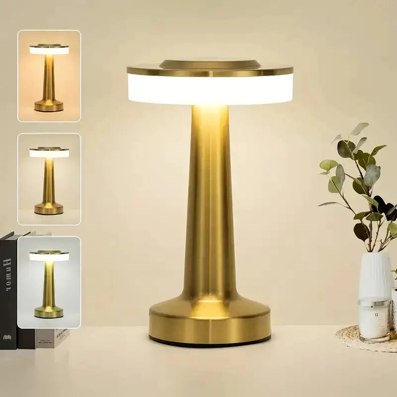 Luminária de Mesa LED Retrô Touch Recarregável Dimerizável - Casas Gael
