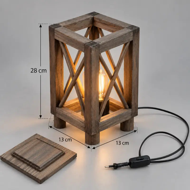 Luminária de Mesa Rústico em Madeira para Cabeceira - Casas Gael