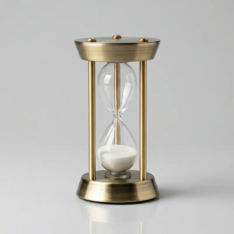 Ampulheta de Areria Decorativa Vidro e Metal 15 Minutos