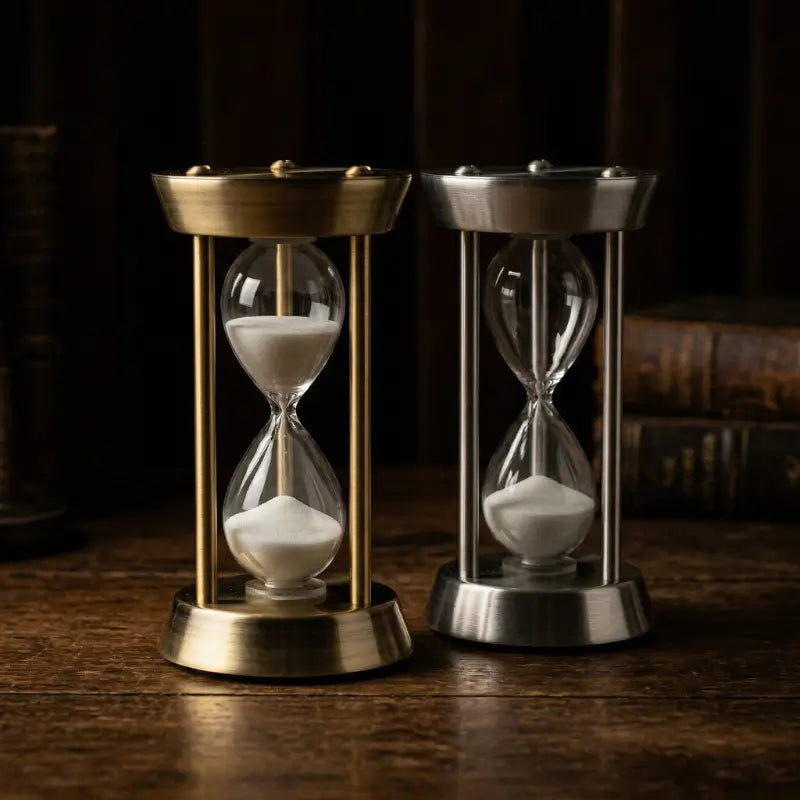 Ampulheta de Areria Decorativa Vidro e Metal 15 Minutos