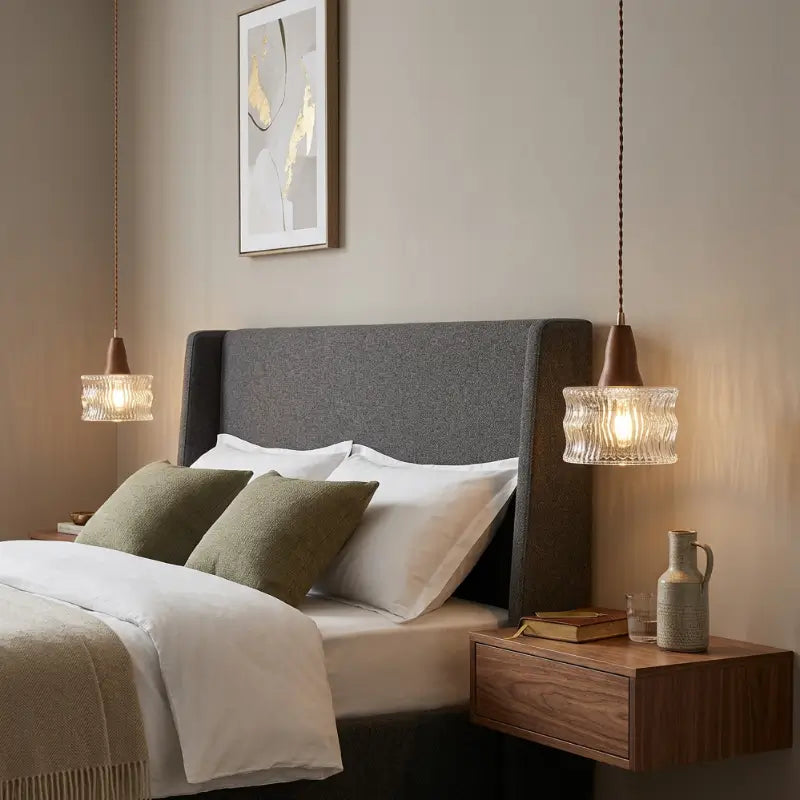 Luminária de Teto Pendente Madeira e Vidro Estilo Nórdico - Casas Gael