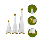 Enfeite de Natal Kit 3 Árvores com Estrelas Douradas - Casas Gael