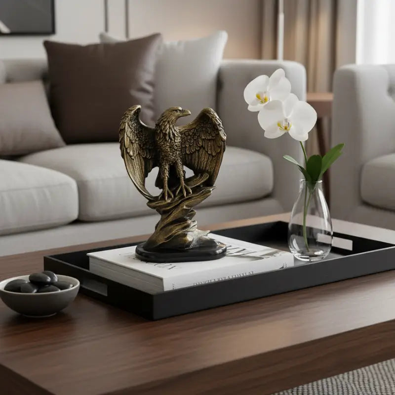Estatueta Decorativa Águia Ouro Envelhecido