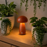 Luminária Decorativa para Mesa Cogumelo Madeira 3 Tons de Luz - Casas Gael 