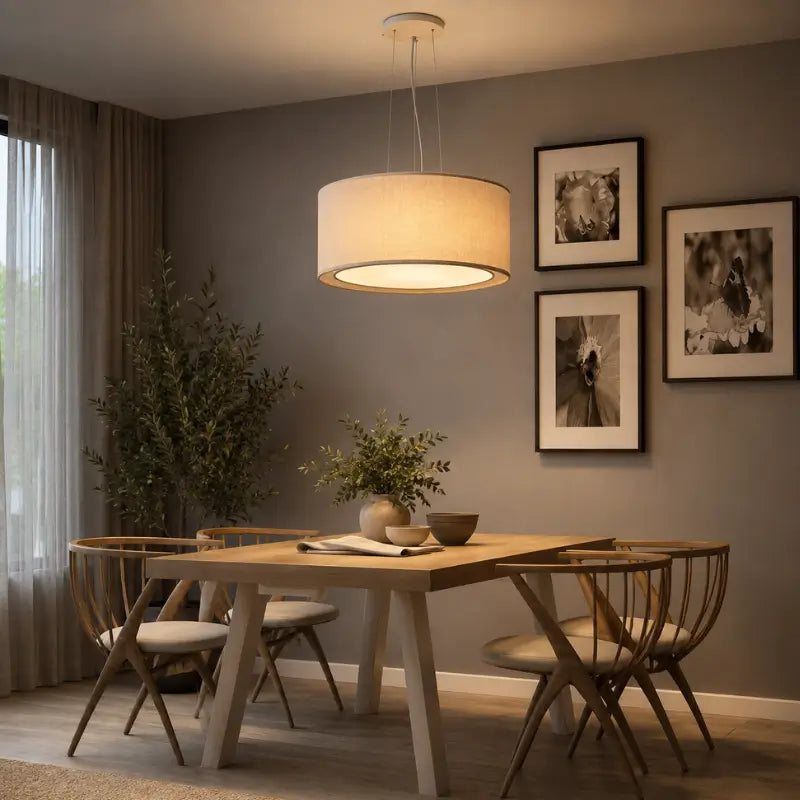 Luminária Pendente de Teto com Cúpula Dupla em Linho 40cm - Casas Gael