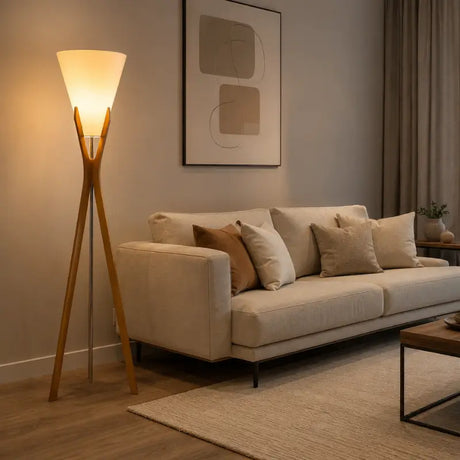 Luminária de Chão Mônaco em Madeira Desmontável para Sala - Casas Gael