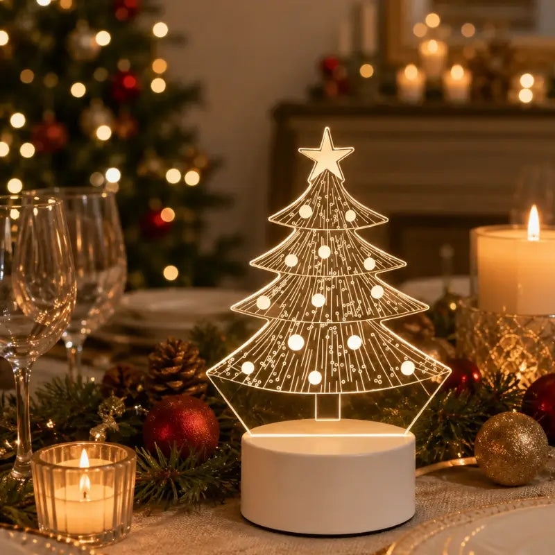 Luminária de Mesa LED 3D Árvore de Natal - Casas Gael