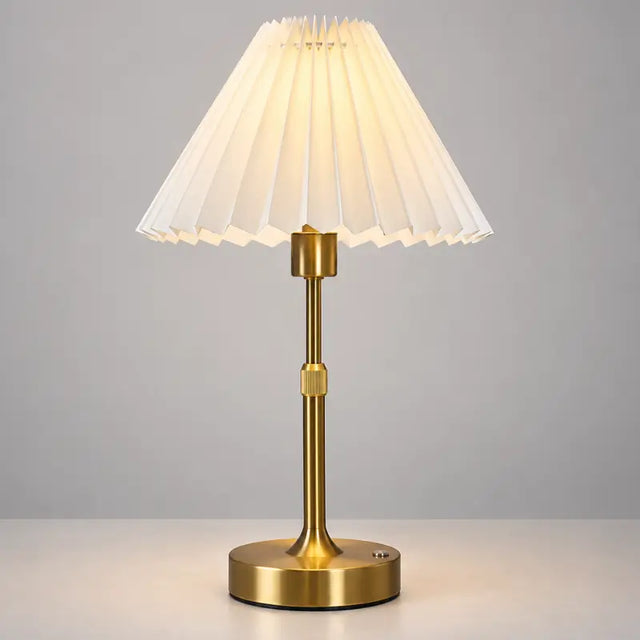 Luminária de Mesa Recarregável Retrô com Cúpula Tecido - Casas Gael 