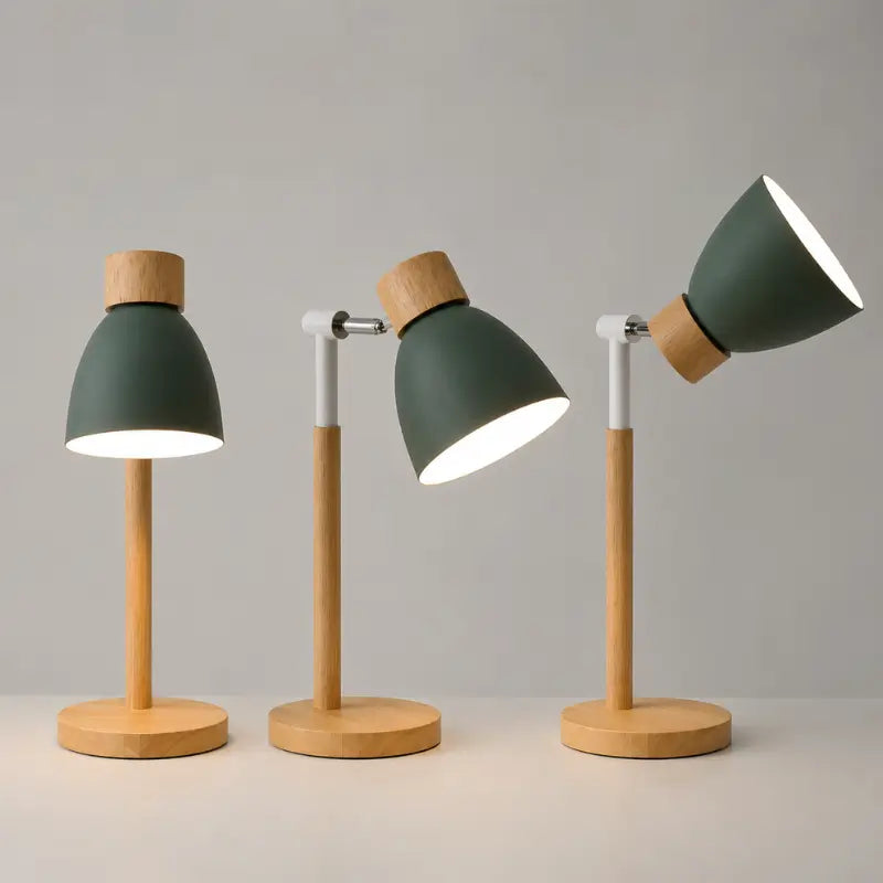 Luminária de Mesa Retrátil em Madeira Articulável 360° - Casas Gael