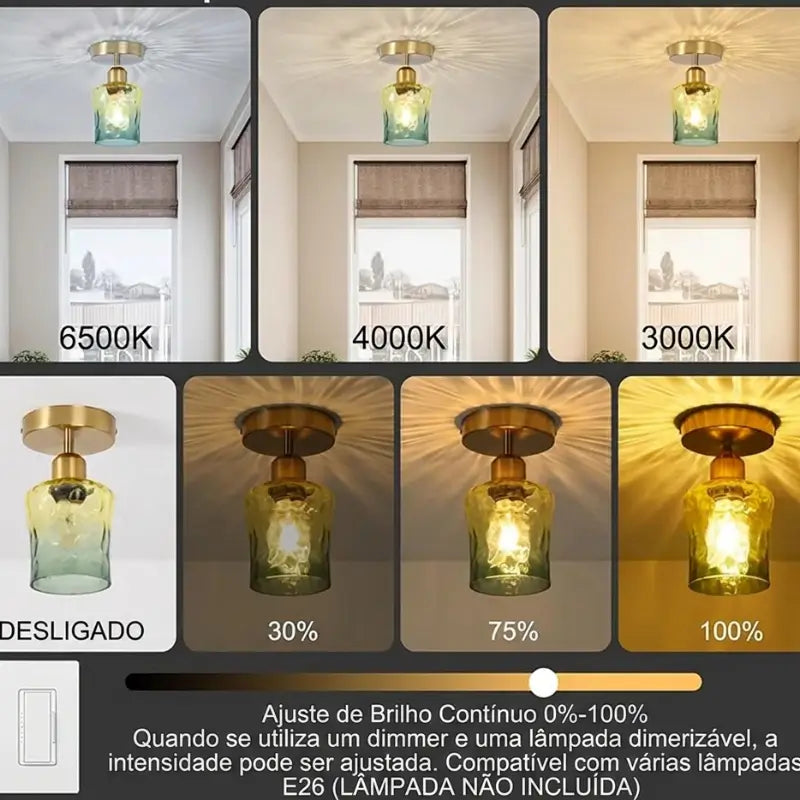 Luminária de Teto Nórdica em Vidro Retrô - Casas Gael
