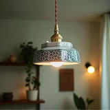 Luminária de Teto Pendente Vintage em Cerâmica e Pintada à Mão - Casas Gael