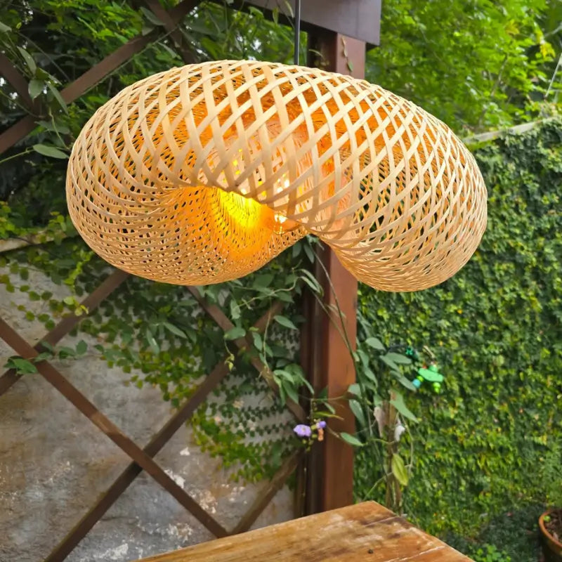 Luminária de Teto Pendente de Bambu 60cm Rattan - Casas Gael