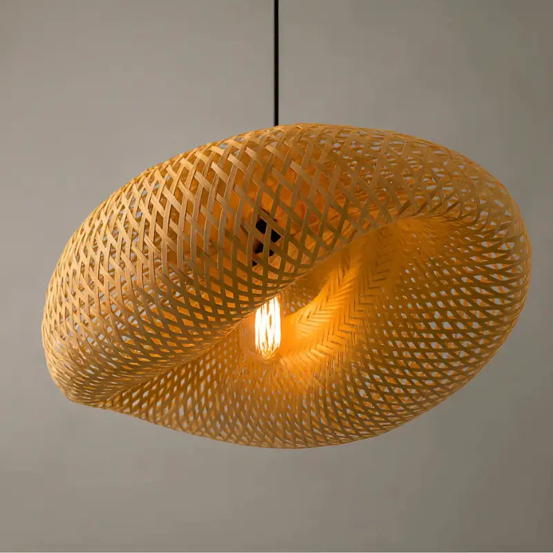 Luminária de Teto Pendente de Bambu 60cm Rattan - Casas Gael