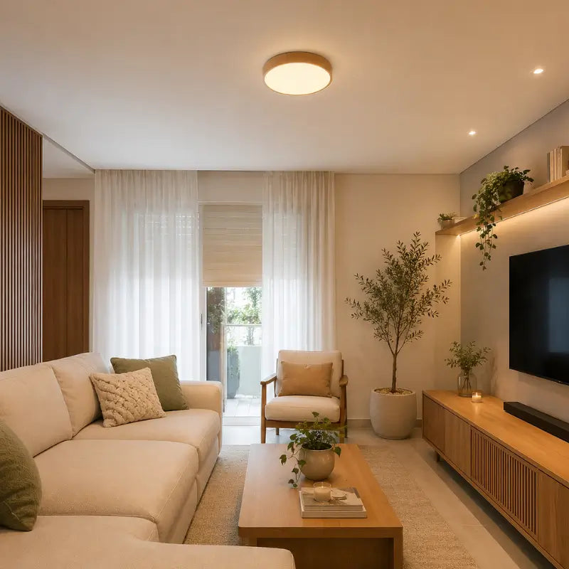 Luminária de Teto Plafon LED Redondo Efeito Céu Estrelado 3 Tons de Luz - Casas Gael