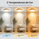 Luminária de Teto Plafon LED Redondo Efeito Céu Estrelado 3 Tons de Luz - Casas Gael
