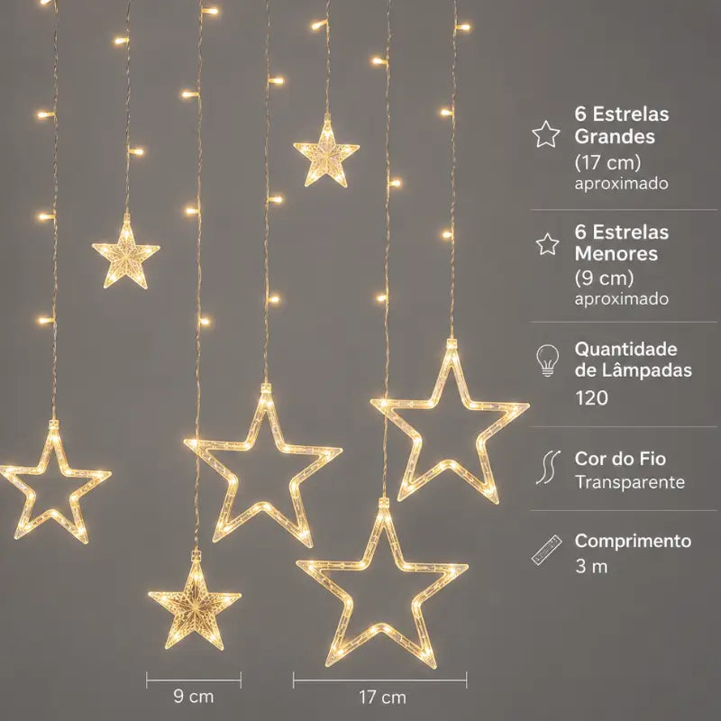 Pisca Pisca Cascata de Natal Estrela 3m 110V - Casas Gael 
