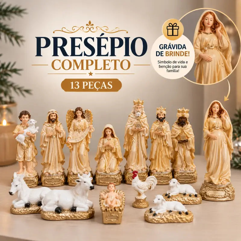 Presépio de Natal Completo 13 Peças em Gesso