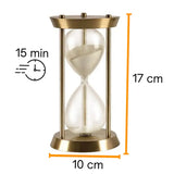 Ampulheta de Areria Decorativa Vidro e Metal 15 Minutos