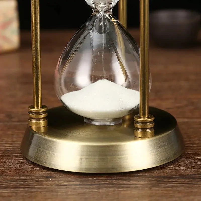 Ampulheta de Areria Decorativa Vidro e Metal 15 Minutos