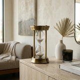 Ampulheta de Areria Decorativa Vidro e Metal 15 Minutos