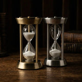 Ampulheta de Areria Decorativa Vidro e Metal 15 Minutos