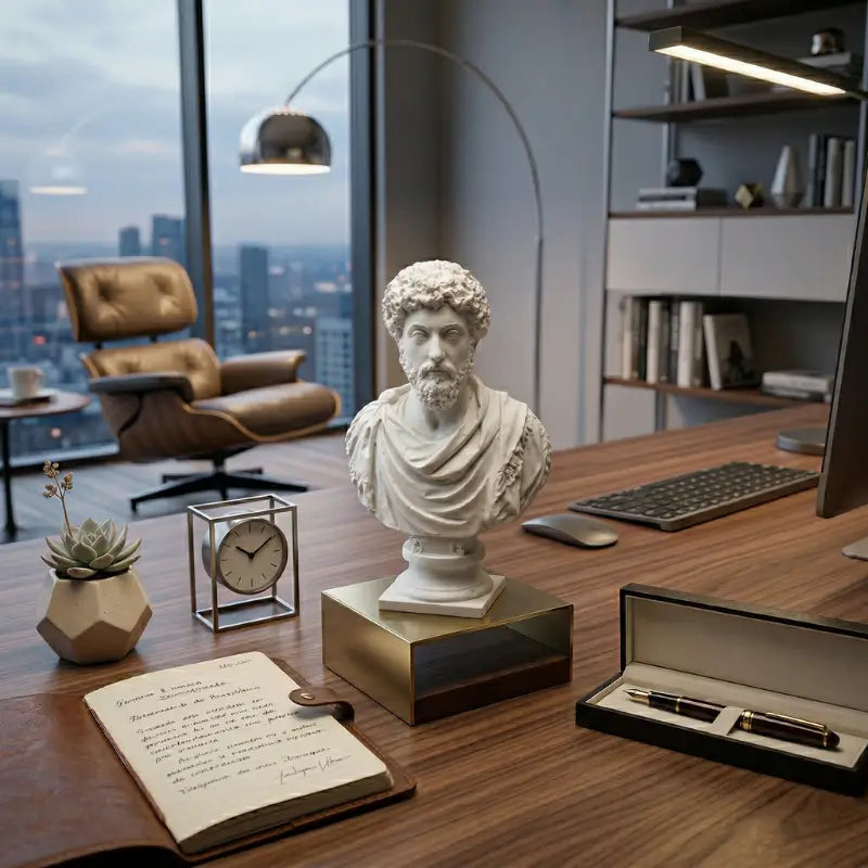 Estatueta Grega Decorativa Busto Marco Aurélio
