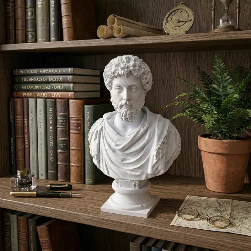 Estatueta Grega Decorativa Busto Marco Aurélio