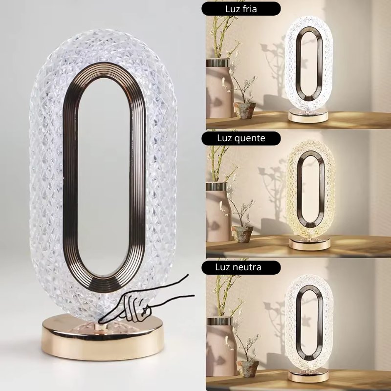Luminária de Mesa Cristale Oval Luxuosa - Casas Gael