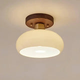 Luminária de Teto Sofisticada Vidro e Madeira - Casas Gael