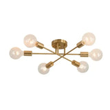 Lustre Para Sala de Jantar Dourado 6 Lâmpadas